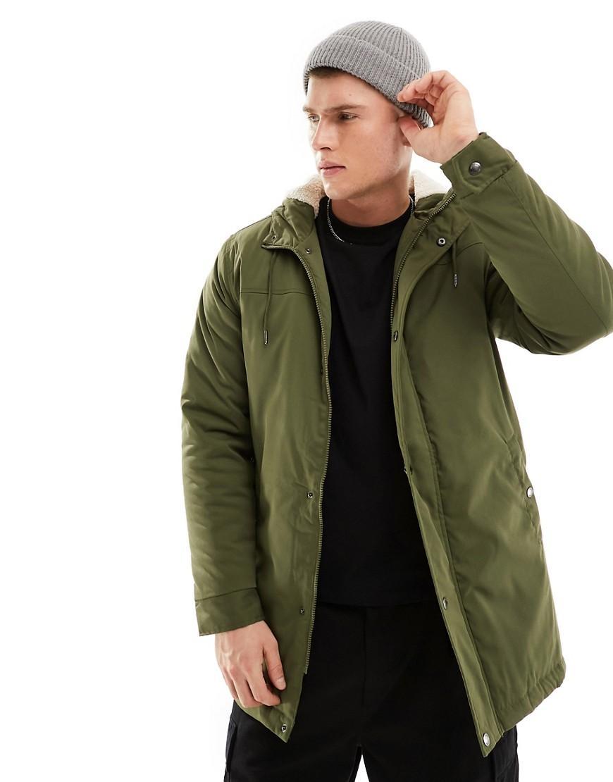 Only & Sons parka with borg lined hood Product Image