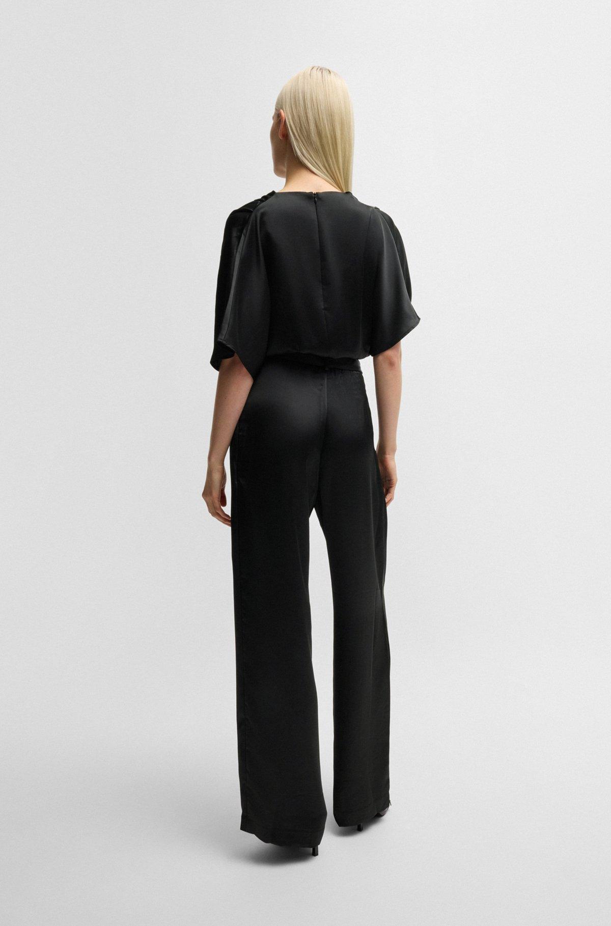 Cowl-neck regular-fit jumpsuit in fluent satin Product Image