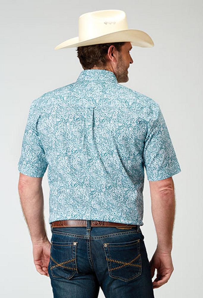 Roper® Men's S/S Teal Paisley Button Shirt Product Image