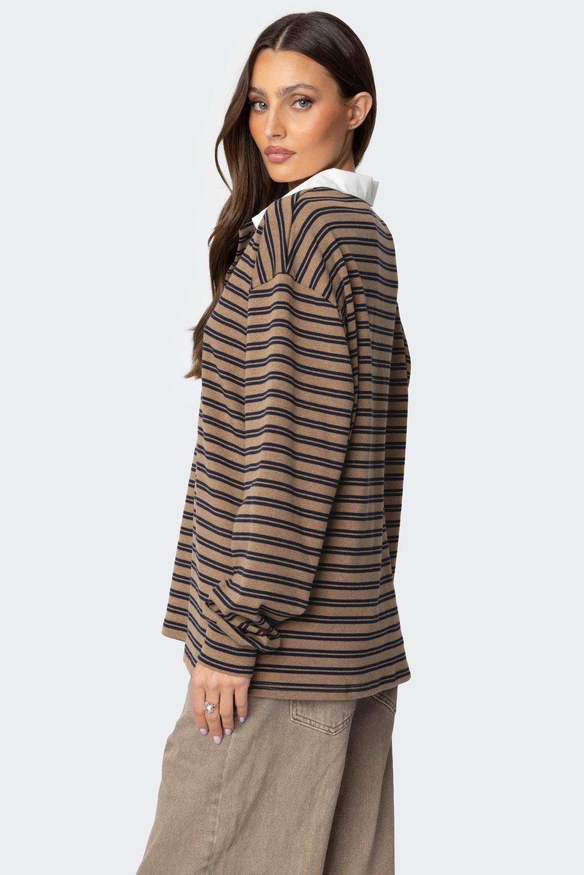 Stripey Oversized Collared Shirt Product Image