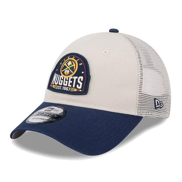 Mens New Era Khaki Denver Nuggets Throwback Patch Trucker 9FORTY Adjustable Hat - Khaki Product Image