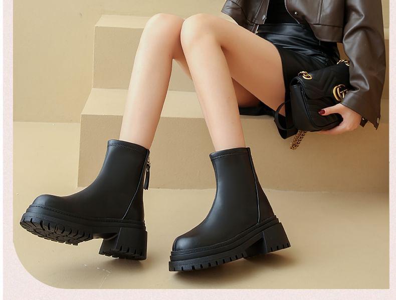 Platform Plain Zip Short Boots Product Image