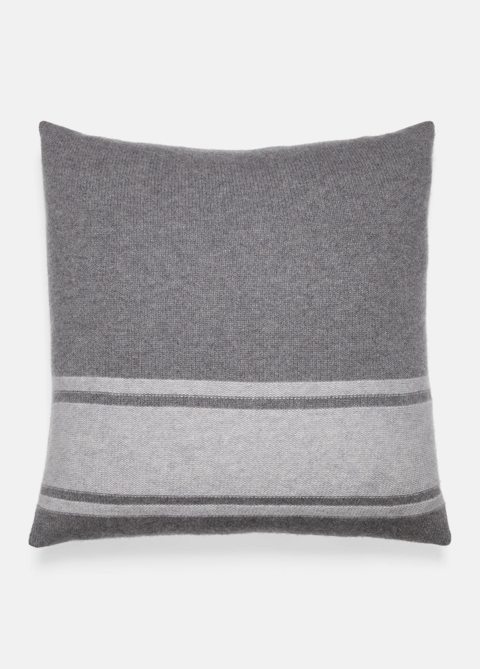 Womens Cashmere Jersey Stripe Pillow, Medium Heather Grey Vince Product Image