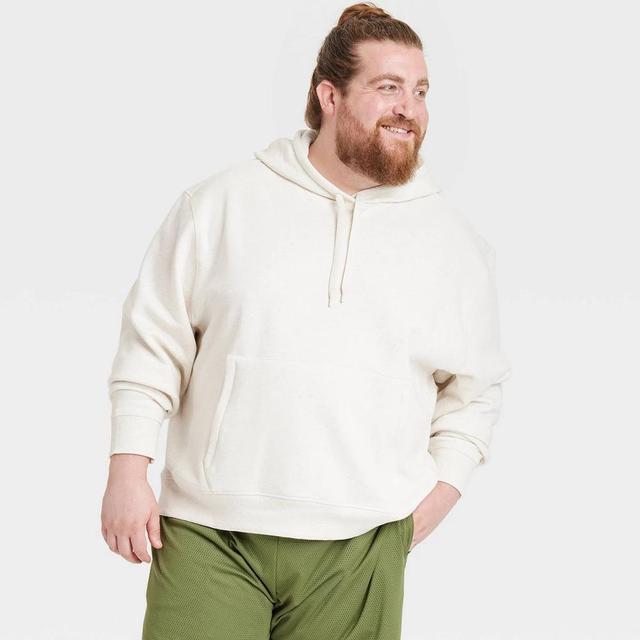 Mens Big Cotton Fleece Hooded Sweatshirt - All In Motion Oatmeal 3XL Product Image