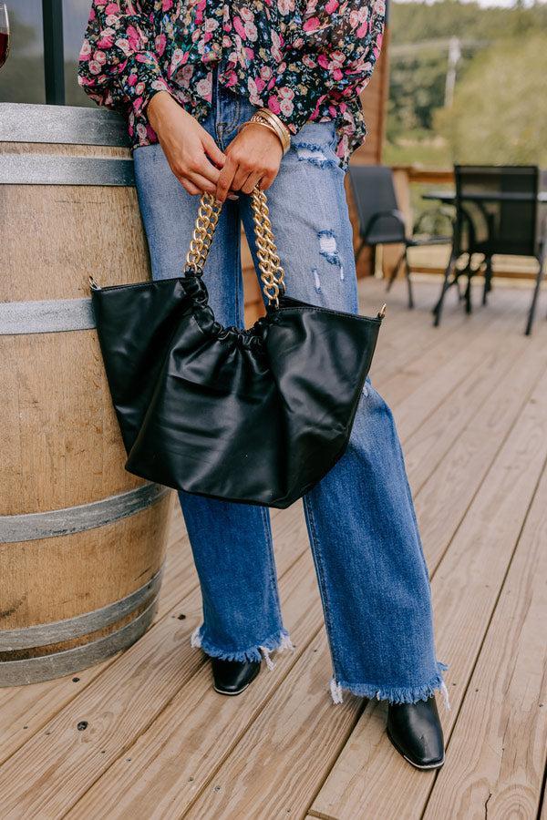 The Preston Faux Leather Tote In Black Product Image