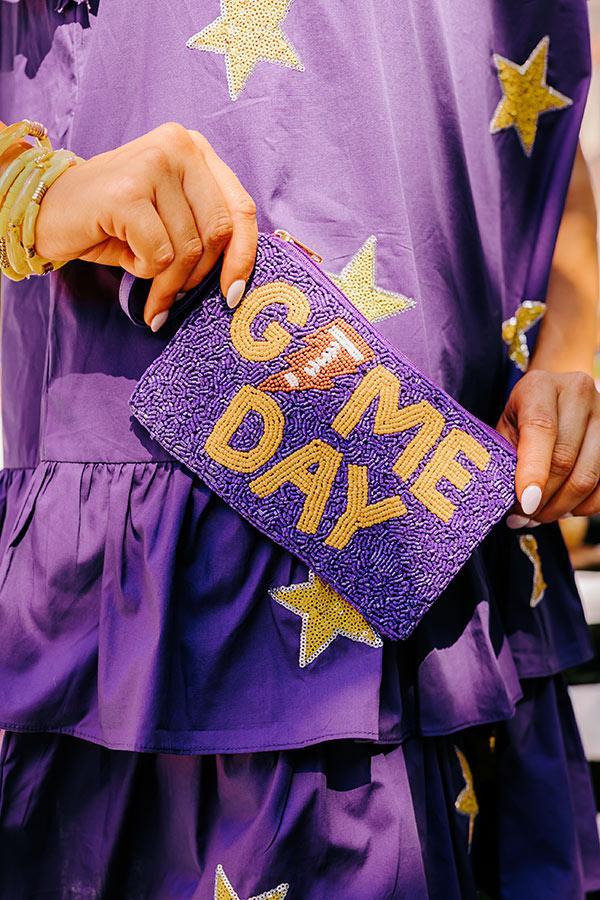 Game Day Beaded Clutch In Purple Product Image