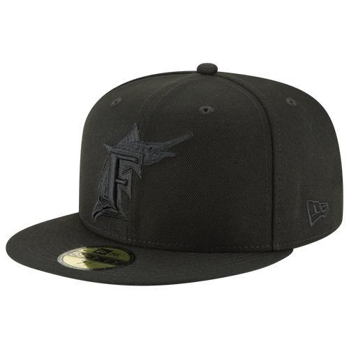 Mens New Era Black Florida Marlins Throwback Primary Logo Basic 59FIFTY Fitted Hat Product Image