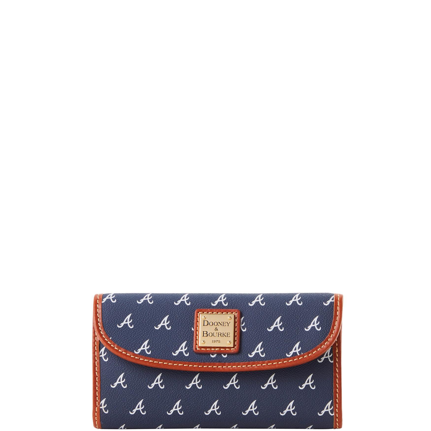 Dooney & Bourke Womens MLB Braves Continental Coated Cotton Clutch Bag in Navy Product Image