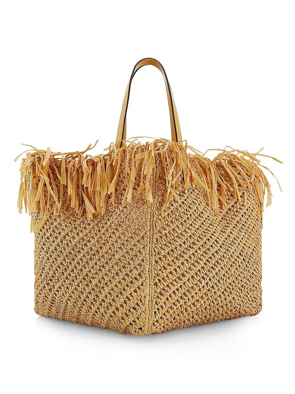 Womens Crochet Raffia Square Tote Product Image