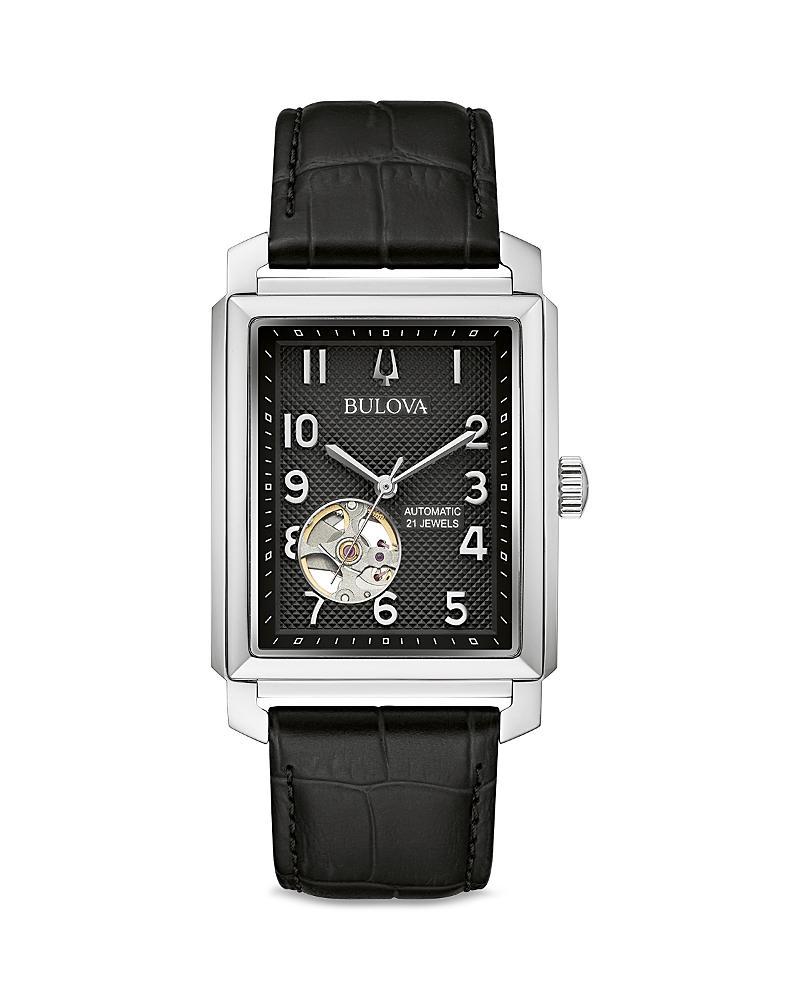 BULOVA Sutton Automatic Leather Strap Watch, 33mm Product Image