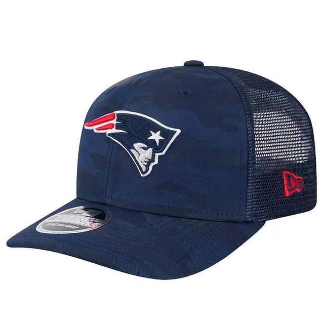 Mens New Era New England Patriots Adventure Camo Trucker 9SEVENTY Stretch-Snap Adjustable Hat, Blue Product Image