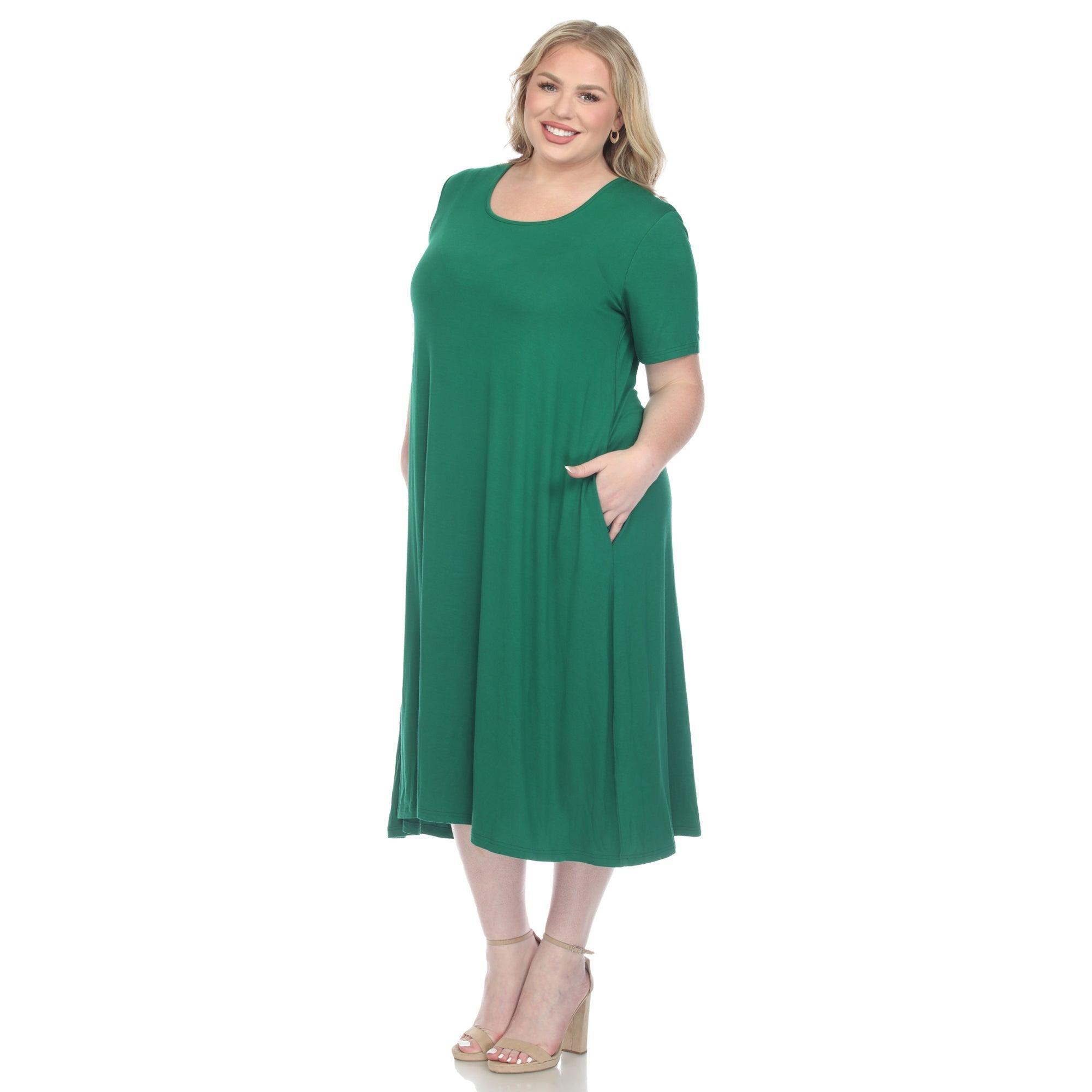 Short Sleeve Pocket Swing Midi Dress - Plus Product Image