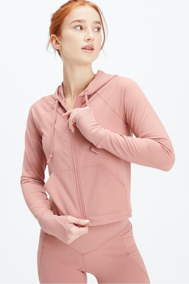 Fabletics Oasis Cropped Hoodie Womens pink plus Size 4X Product Image