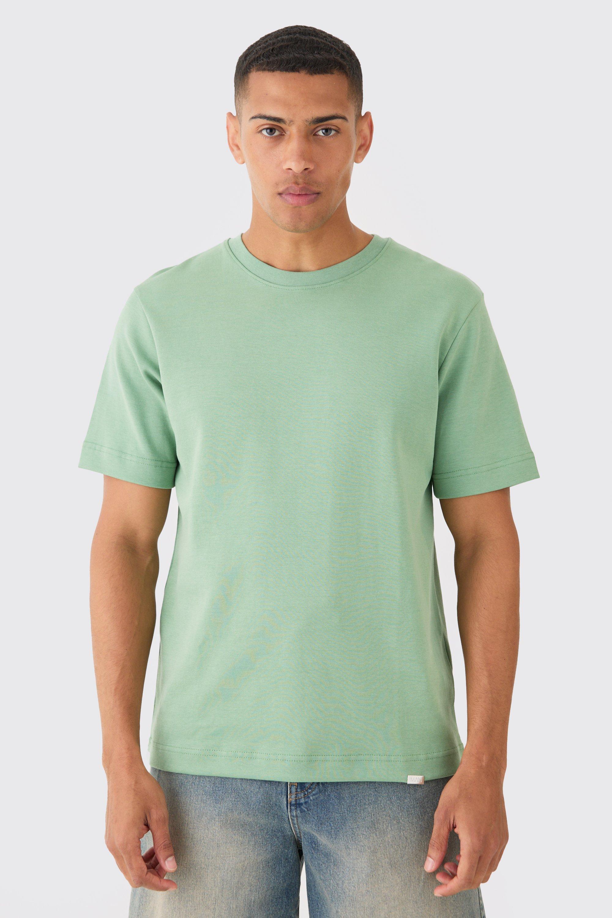 Man Core Fit Heavy Interlock T-shirt | boohooMAN USA Product Image