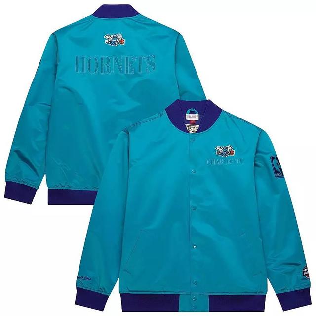 Mens Mitchell & Ness Teal Charlotte Hornets Hardwood Classics Team OG 3.0 Lightweight Satin Full-Snap Jacket Product Image