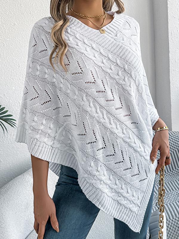 Half Sleeves Loose Solid Color V-Neck Cape Product Image