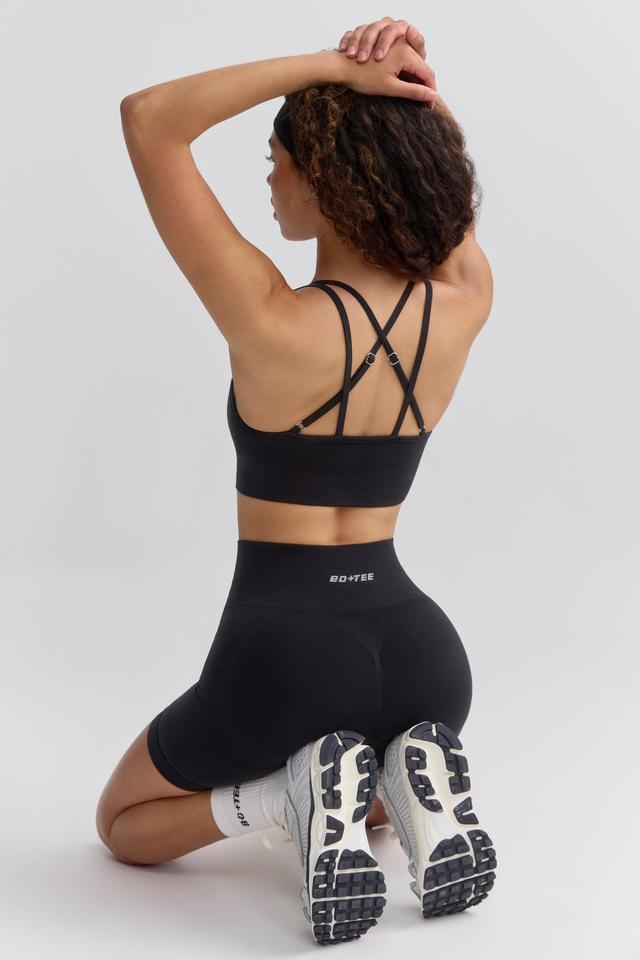 Define Luxe Strappy Sports Bra in Jet Black Product Image