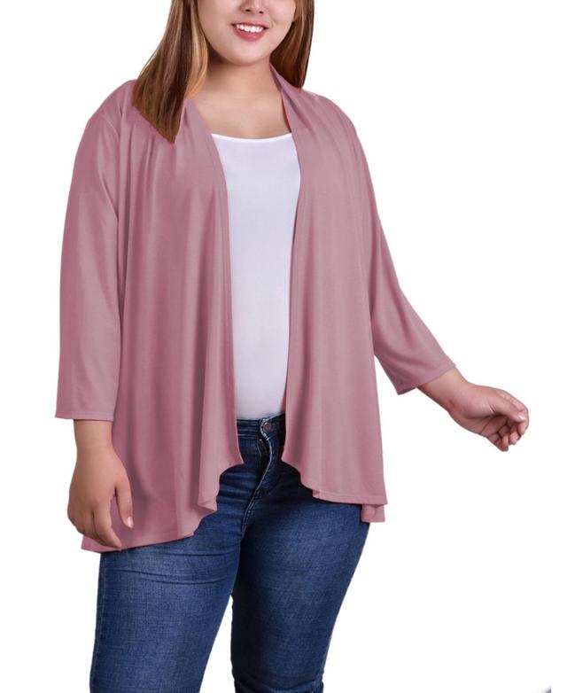 Ny Collection Plus Size Draped Open-Front Cardigan Sweater Product Image