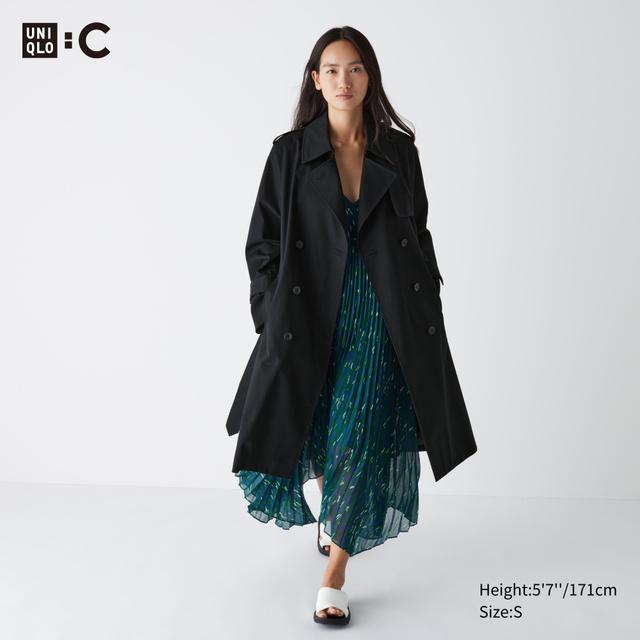 Womens Trench Coat Black Large UNIQLO US Product Image