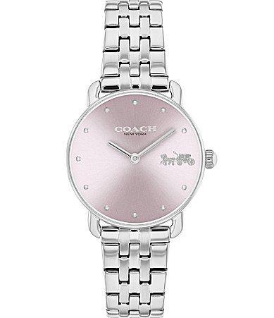 COACH Womens Crystal Pink Dial Elliot Quartz Analog Stainless Steel Bracelet Watch Product Image