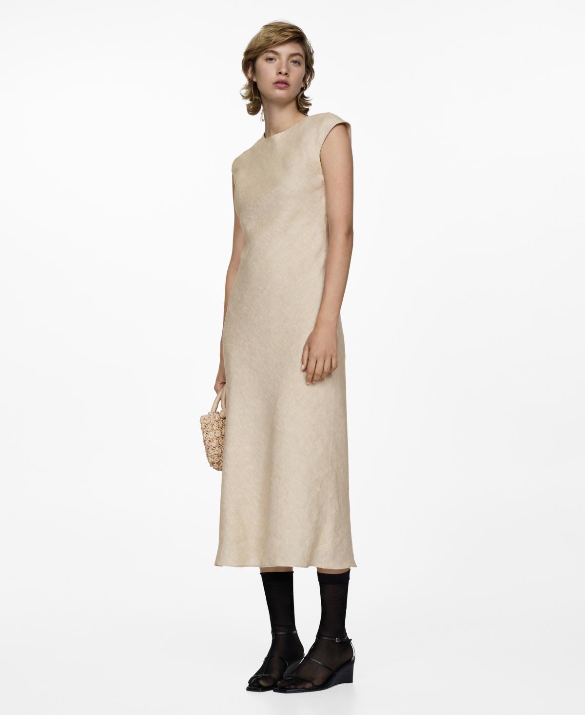 Mango Womens Open-Back Linen Dress Product Image