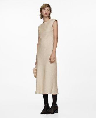 Mango Womens Open-Back Linen Dress Product Image