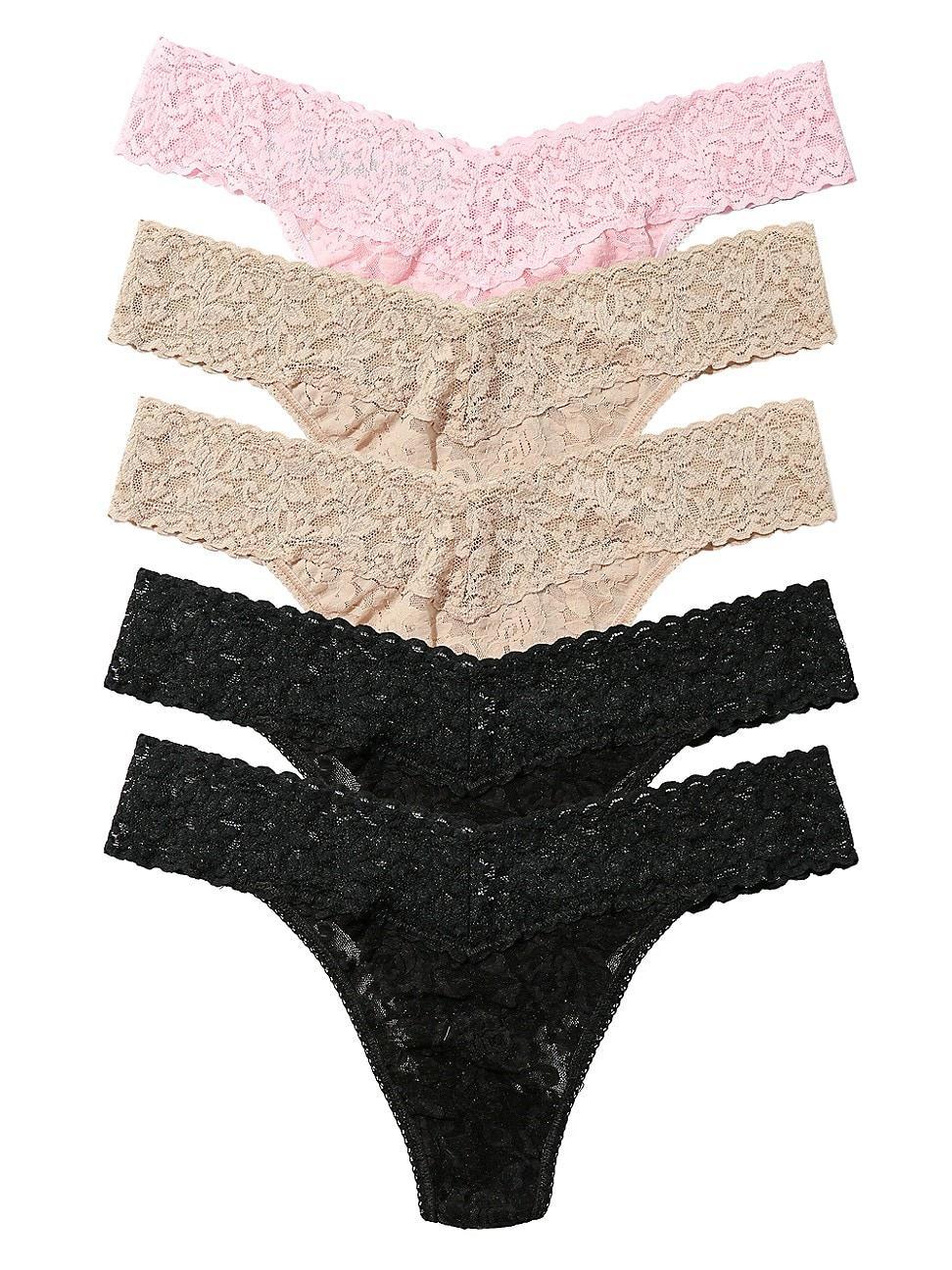 Three-Pack Original-Rise Signature Lace Thong Product Image