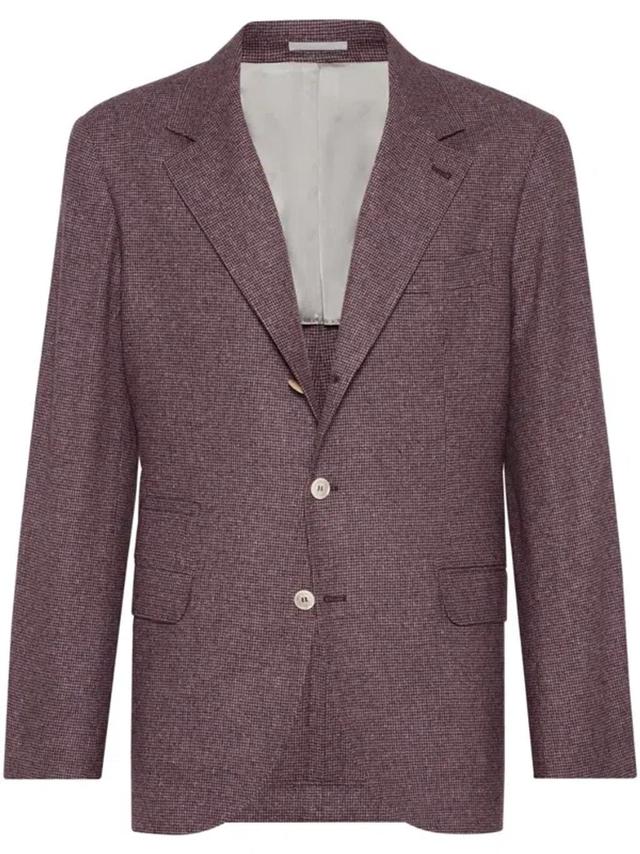 Single-breasted Puppytooth Blazer In Red Product Image