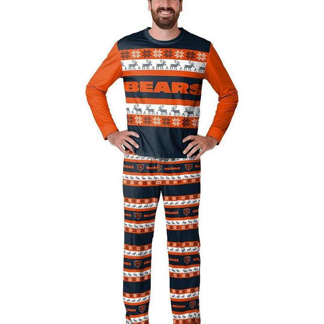 Mens FOCO Chicago Bears Team Ugly Pajama Set Blue Product Image