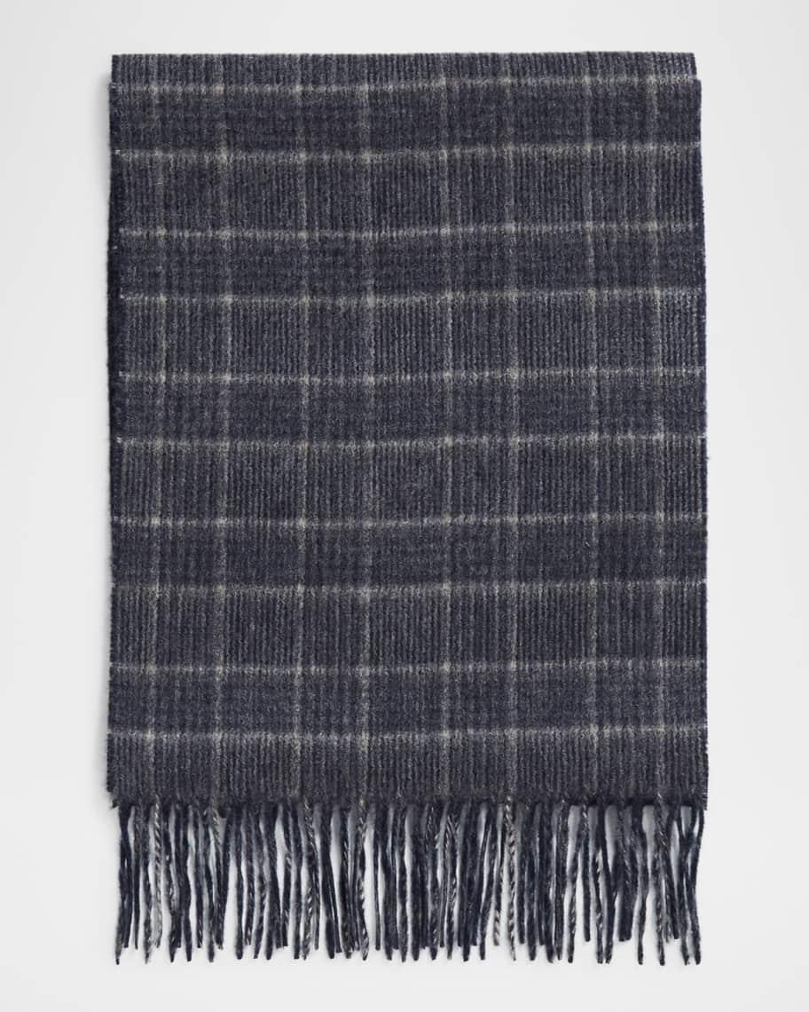 Mens Double-Face Cashmere Plaid Scarf Product Image