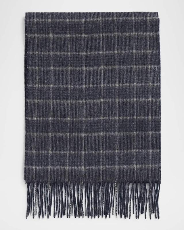 Men's Double-Face Cashmere Plaid Scarf Product Image