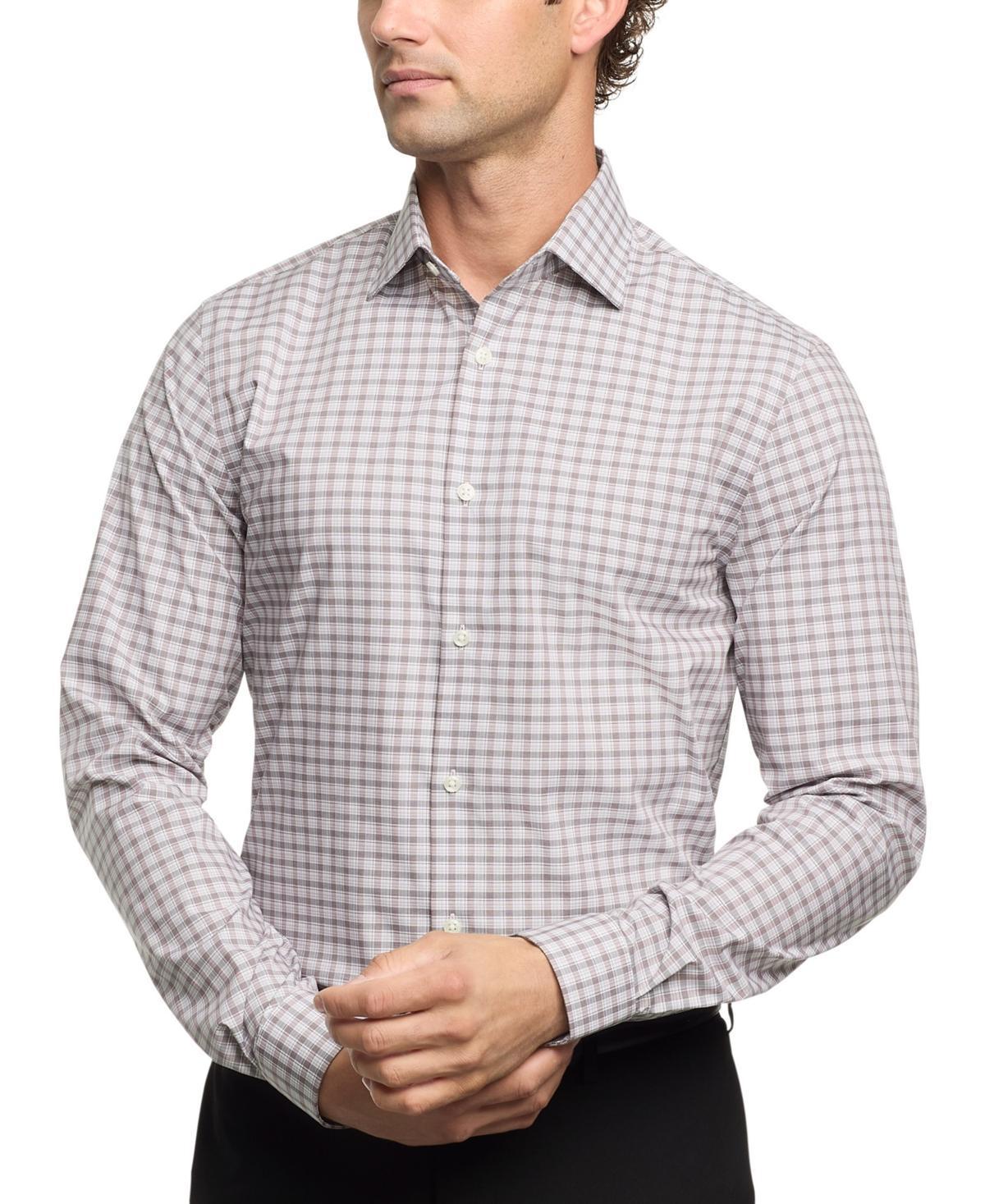 Michael Kors Mens Regular-Fit Comfort Stretch Check Dress Shirt Product Image