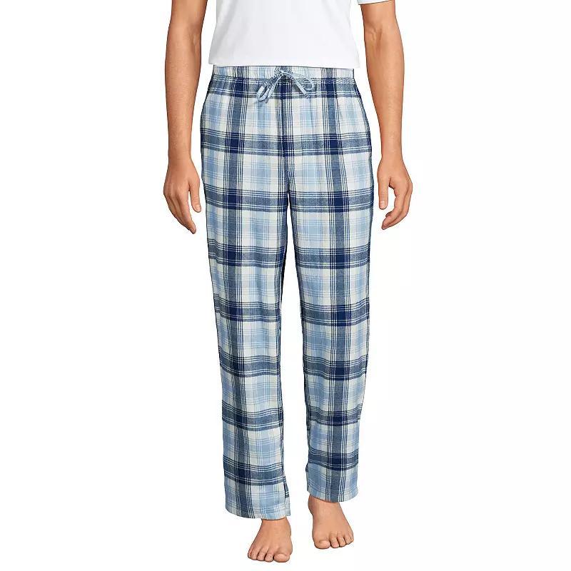 Mens Lands End Flannel Pajama Sleep Pants Red Navy Plaid Product Image