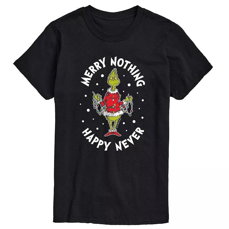 Mens Dr. Seuss Grinch Merry Nothing Happy Never Tee Grey Product Image