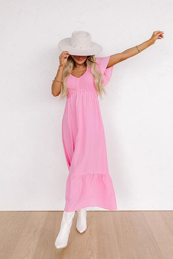 Sunny Smiles Smocked Maxi in Pink Product Image