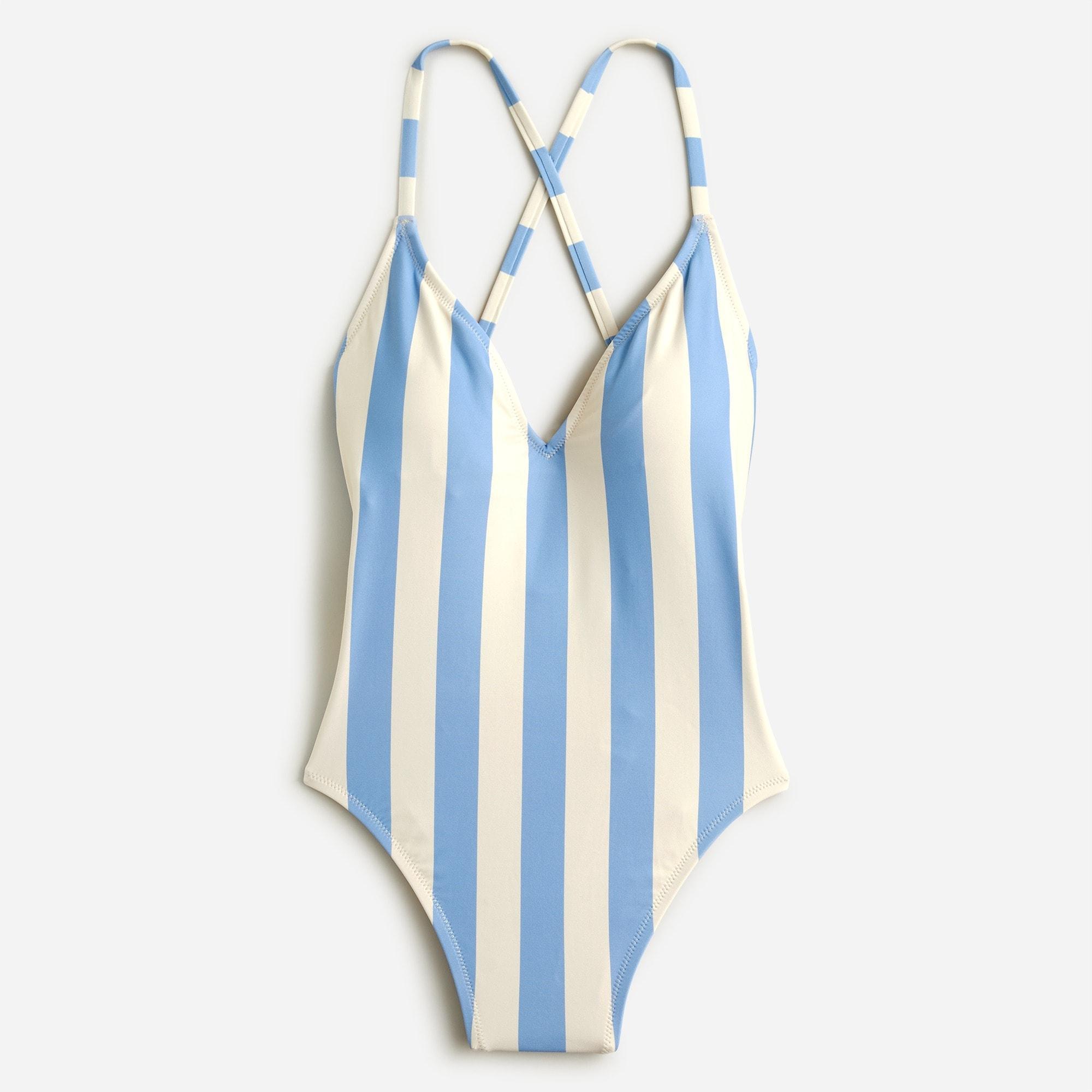 Cross-back one-piece swimsuit in Fairfax stripe Product Image