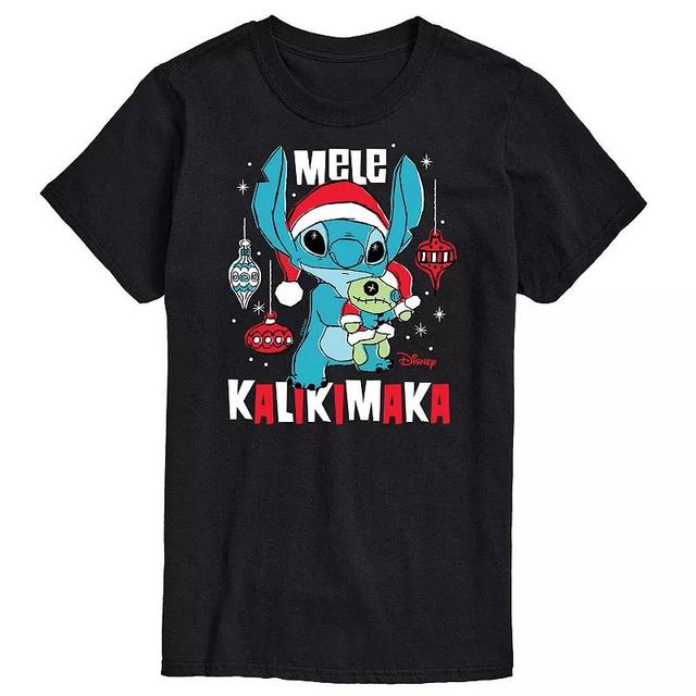 Disneys Lilo & Stitch Mens Mele Kalikmaka Graphic Tee Blue Product Image