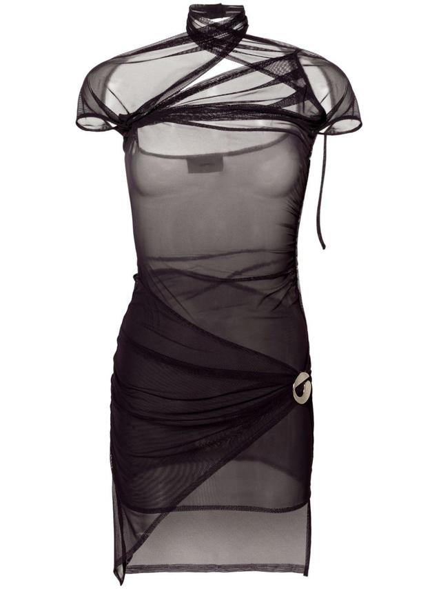 asymmetric sheer mesh dress Product Image