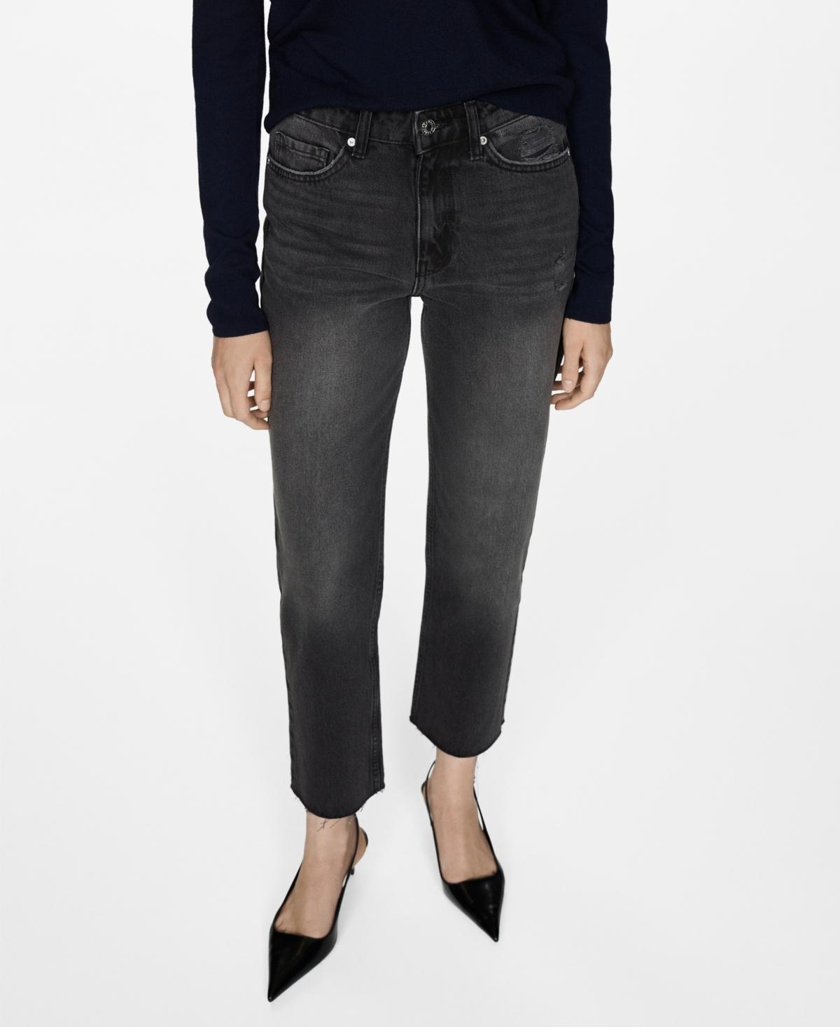 Mango Womens Blanca Straight-Fit Cropped Jeans Product Image