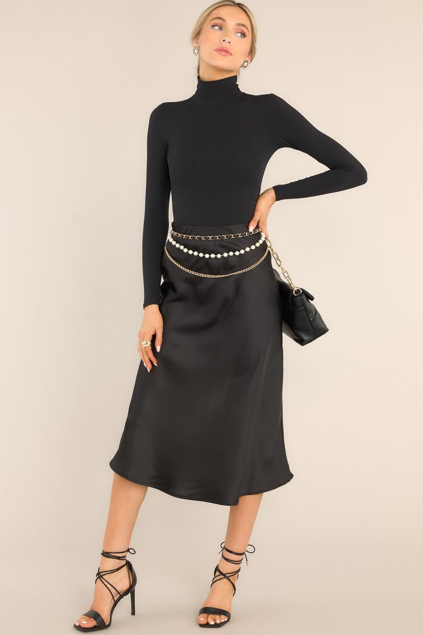 Strings Attached Black Midi Skirt Product Image