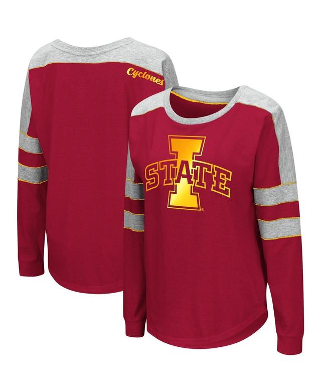 Womens Colosseum Crimson Iowa State Cyclones Trey Dolman Long Sleeve T-Shirt Product Image