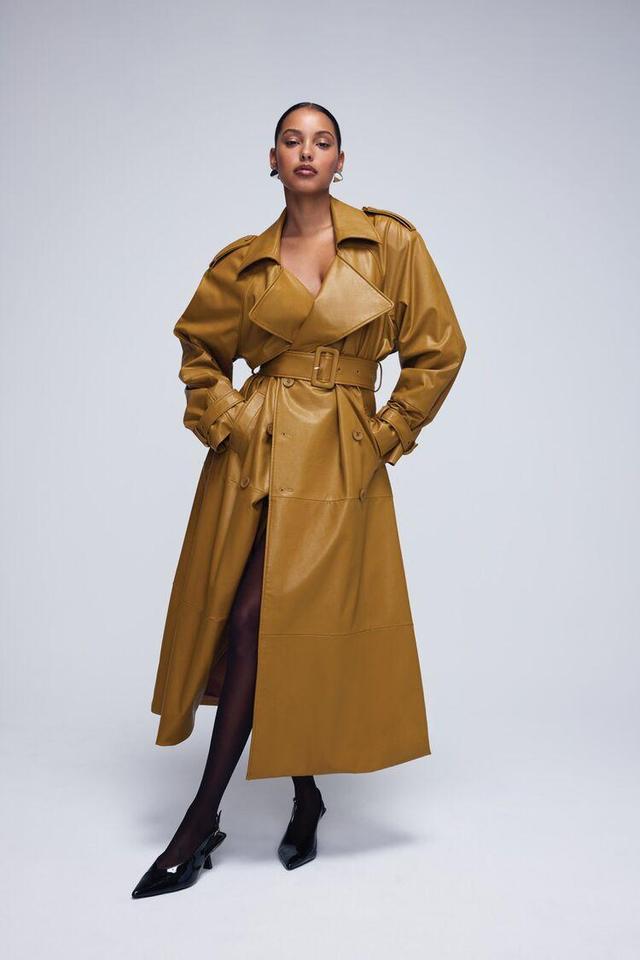 Belted Faux Leather Trench Coat | Forever 21 Product Image