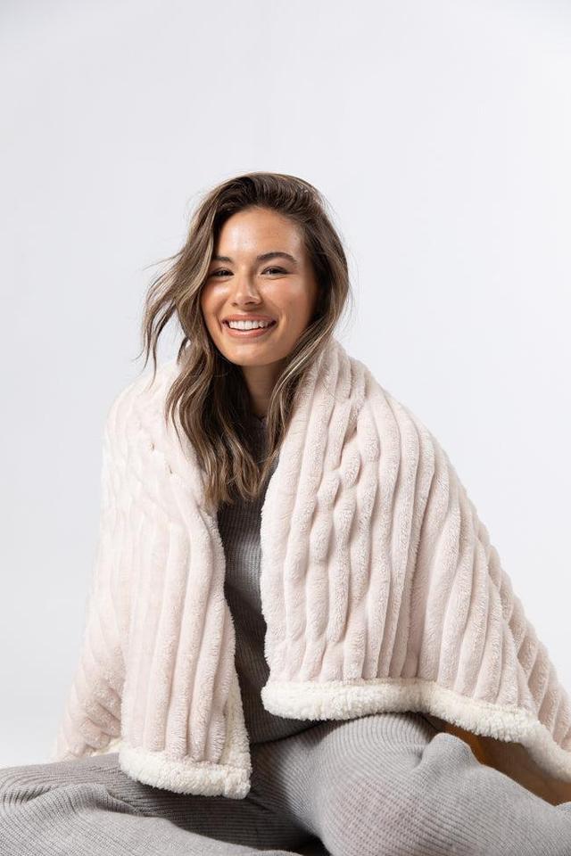 Cozy On Up Cream Luxe Fur Sherpa Lined Blanket Product Image