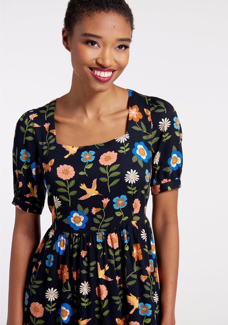 Visited By Hummingbirds Midi Dress Product Image