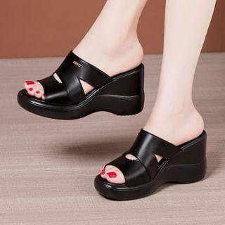 Cutout Platform Wedge Slide Sandals Product Image