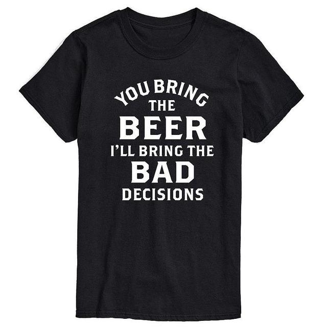 Mens Big & Tall Beer Bad Decisions Graphic Tee Black Product Image