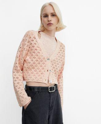 Mango Womens Openwork Knit Cardigan Product Image