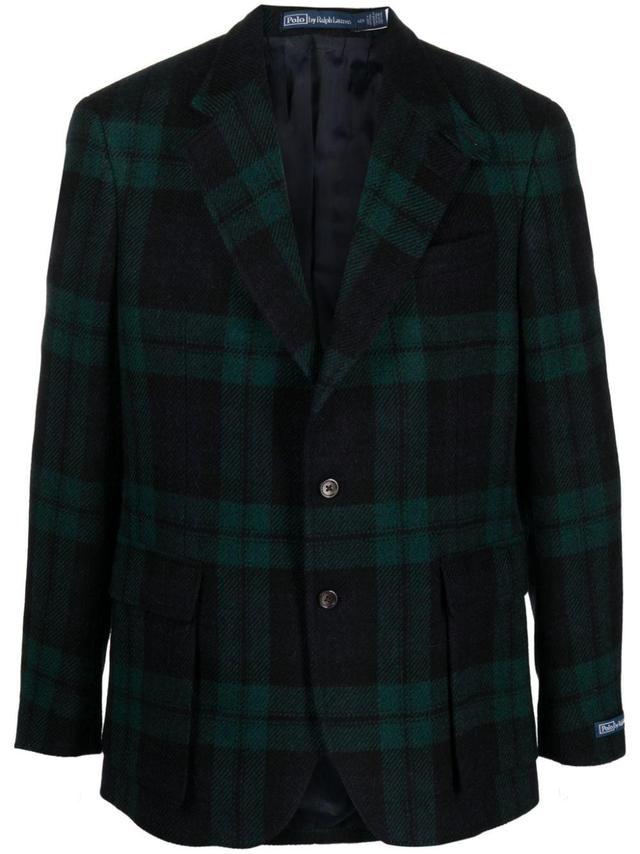 POLO RALPH LAUREN Checked Wool Single-breasted Blazer In Green Product Image