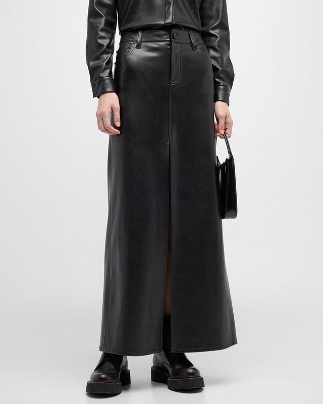 Rye Vegan Leather Front-Slit Maxi Skirt Product Image