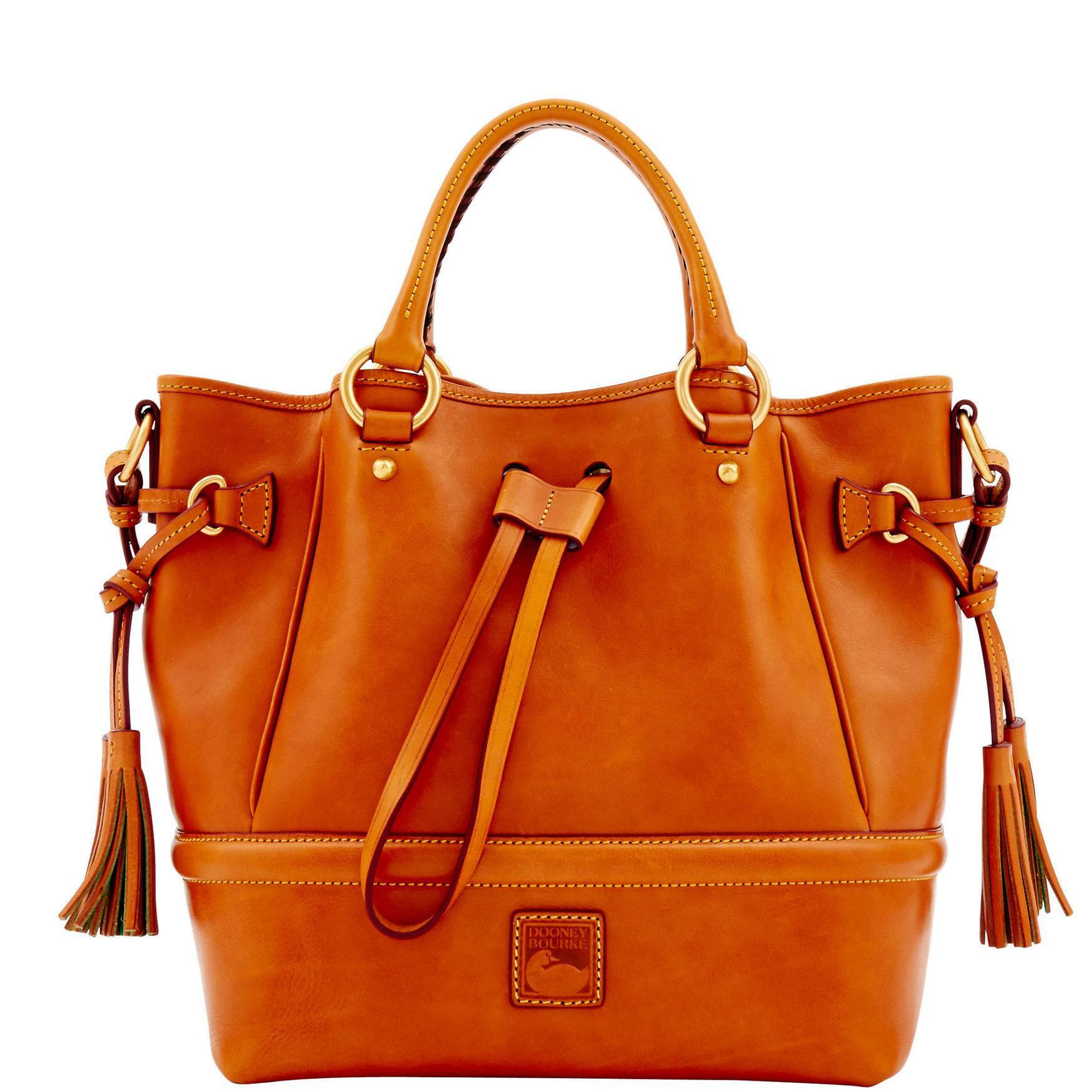 Dooney & Bourke Womens Florentine Buckley Leather Satchel Bag in Natural Product Image